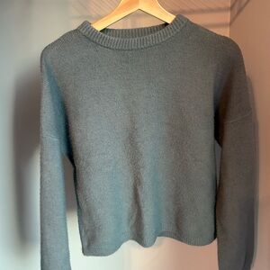 OAK + FORT Gray Crew Neck Sweater with Ribbed Details